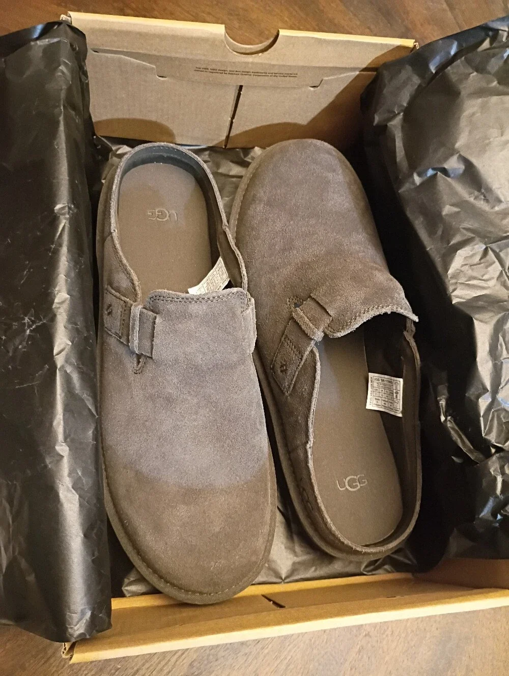 NWT UGG New Heights Mule Clog Gray Suede Men's Size 11 NWB Style 1178852